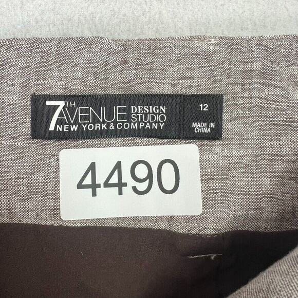 7th Avenue Design Studio Skirt 12 Linen Blend Belted A-line Lined Pockets - Picture 7 of 10